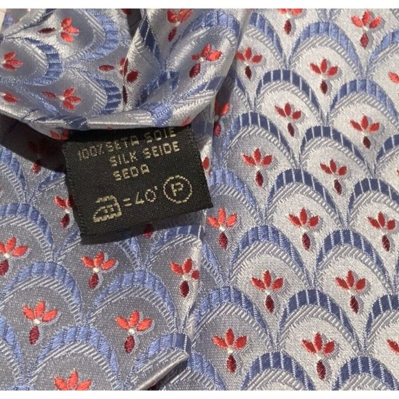 ERMENEGILDO ZEGNA Gray Flowers Tie 100% Silk 59”.1/2- 4” EX COND - Picture 4 of 4